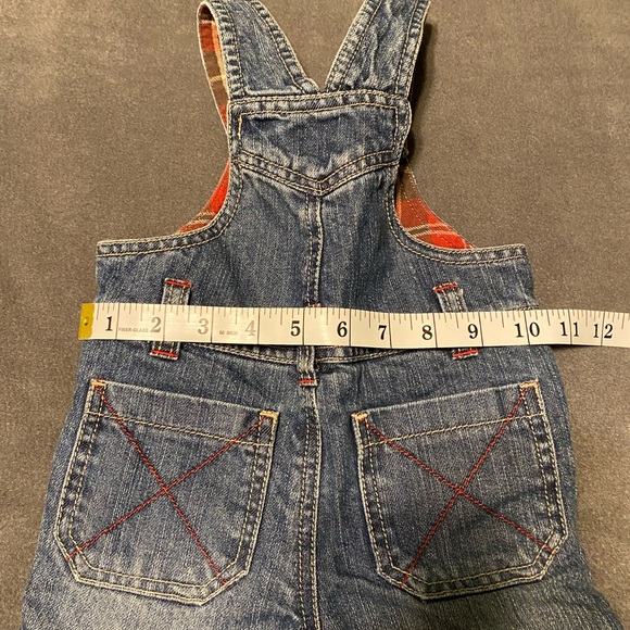Vintage Size 18 Months Sprocket Denim Snap Closure Overalls with Plaid Lining - Picture 4 of 5